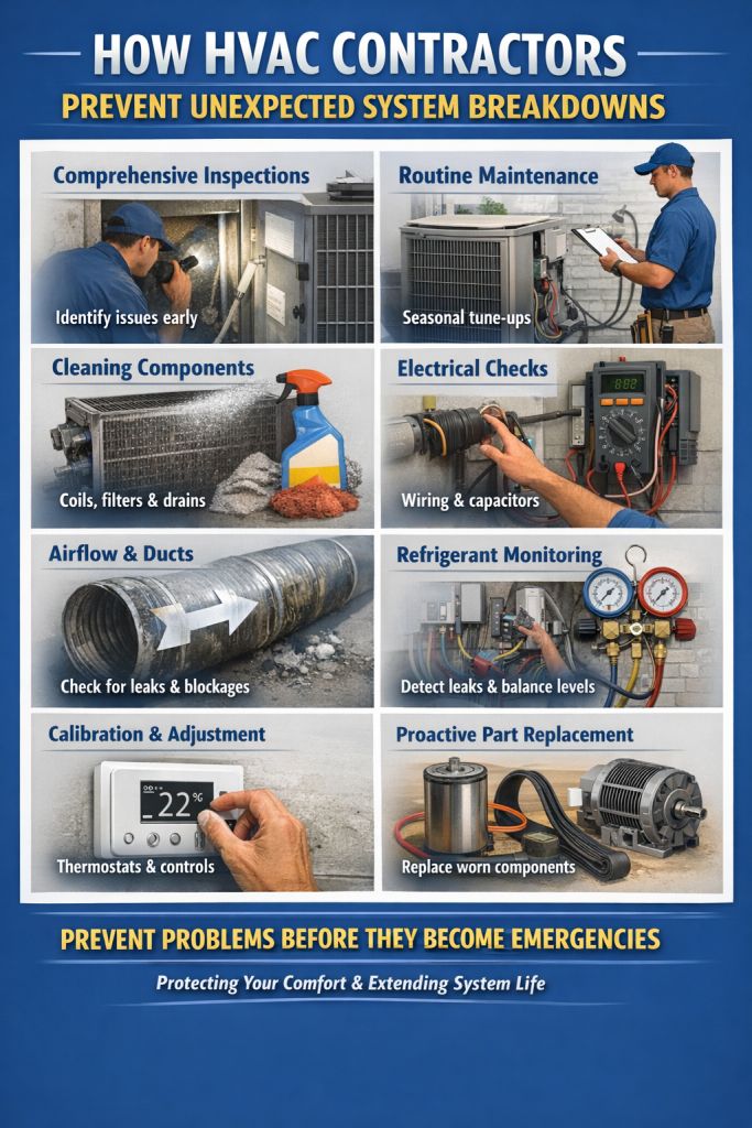 How HVAC Contractors Prevent Unexpected System Breakdowns
